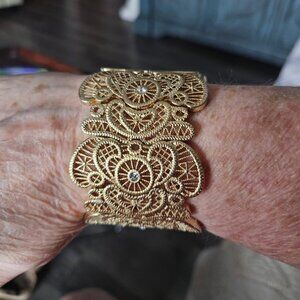 Ornate wide filigree panel bracelet